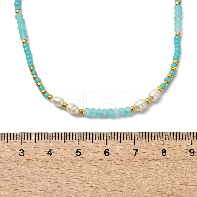 Boho Natural Cultured Freshwater Pearl & Round Seed Beaded Braided Necklaces for Women NJEW-JN06187-02-1