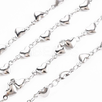 Non-Tarnish 201 Stainless Steel Heart & Oval Link Chains STAS-N092-116-1