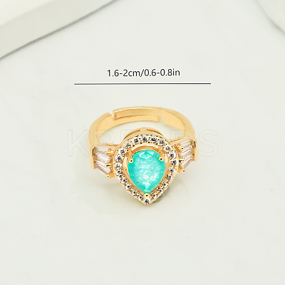 Adjustable Brass Micro Pave Cubic Zirconia Cuff Open Rings for Women SB7370-2-1