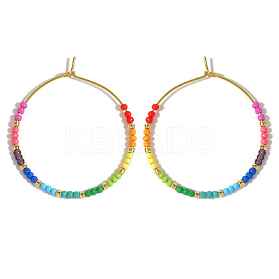 Glass Colorful Beads Hoop Earrings for Women SX7137-1-1