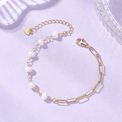 Brass Paperclip Chain Bracelets BJEW-JB13241-1