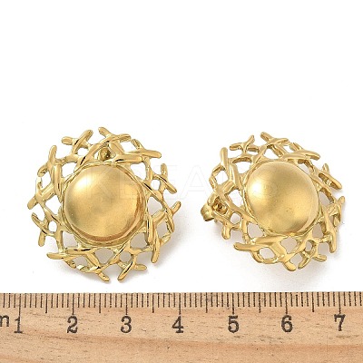 Ion Plating(IP) 304 Stainless Steel Flat Round Stud Earrings for Women EJEW-M089-05G-1