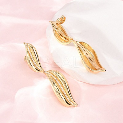 Brass Micro Pave Clear Cubic Zirconia Dangle Stud Earrings for Women EJEW-F418-23G-1