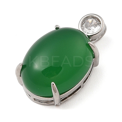 Dyed Natural Green Chalcedony Pendants G-S001-04P-1