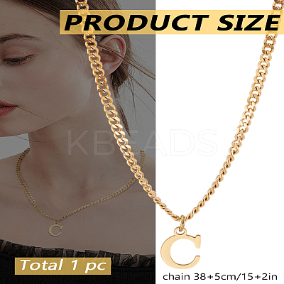 1Pc 304 Stainless Steel Letter Pendant Necklaces NJEW-LP0001-33C-G-1