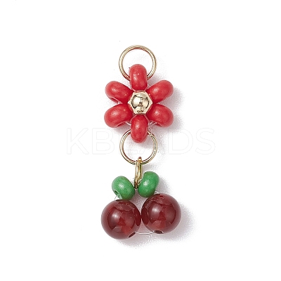 6Pcs 6 Colors Baking Paint Glass Seed Pendants PALLOY-MZ00415-1