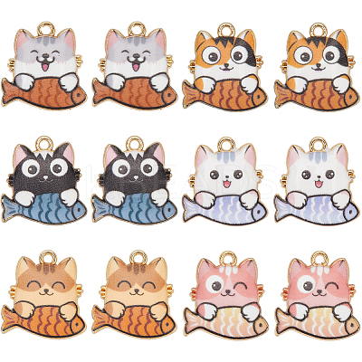24Pcs 6 Colors Rack Plating Alloy Enamel Pendants FIND-SC0012-11-1