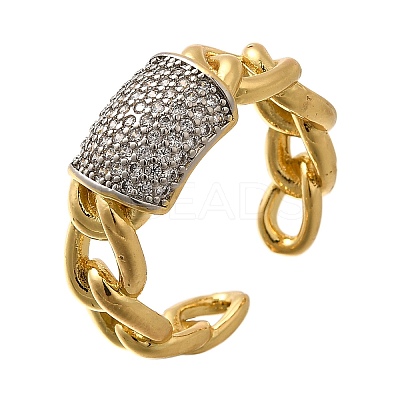 Brass Micro Pave Cubic Zirconia Cuff Rings RJEW-U035-03GP-1