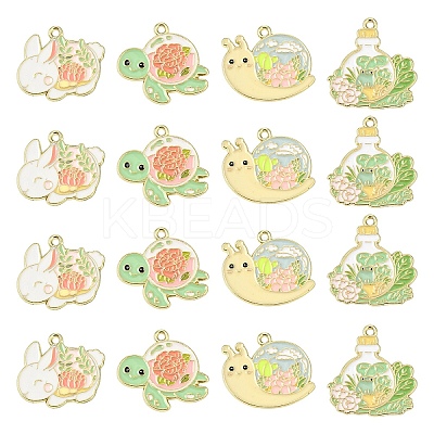 20Pcs 4 Styles Alloy Enamel Pendants ENAM-YW0004-95-1