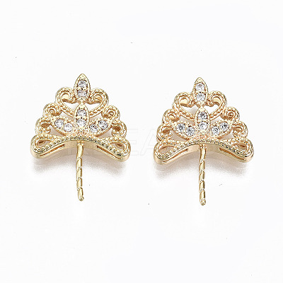Brass Micro Pave Clear Cubic Zirconia Peg Bails Pendants KK-S356-120G-NF-1