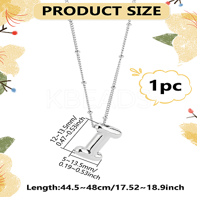 1pc Brass Chain with Alloy Letter Pendants Necklaces NJEW-LP0001-41I-P-1