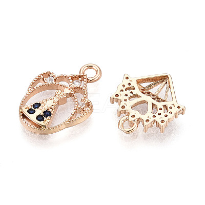 Brass Micro Pave Cubic Zirconia Pendants KK-T072-48G-1