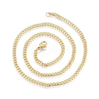 Men's 201 Stainless Steel Cuban Link Chain Necklace NJEW-N050-A06-3-40G-1