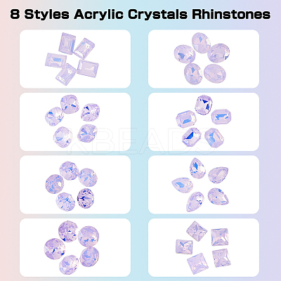 40Pcs 8 Styles K9 Glass Rhinestone Cabochons MRMJ-DC0001-02-1