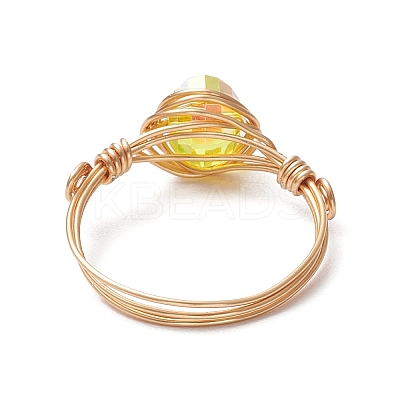 7Pcs 7 Colors Glass Finger Rings RJEW-JR00926-01-1