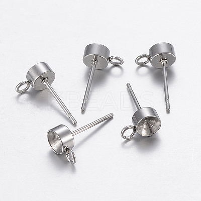 Non-Tarnish 304 Stainless Steel Stud Earring Settings STAS-P198-19D-1