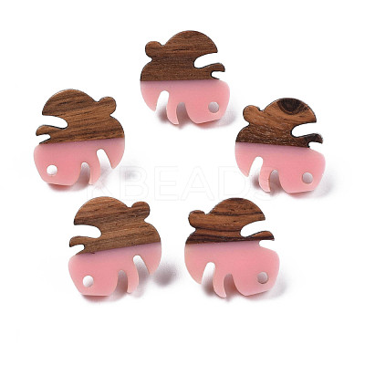 Resin & Walnut Wood Stud Earring Findings MAK-N032-027A-1