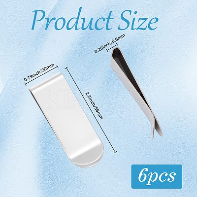 6Pcs Stainless Steel Money Clips TOOL-GF0003-55-1