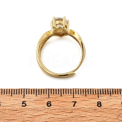 Brass Micro Pave Clear Cubic Zirconia Finger Rings for Women RJEW-U049-03G-1