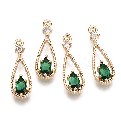 Brass Micro Pave Cubic Zirconia Pendants X-KK-R111-003-A01-1