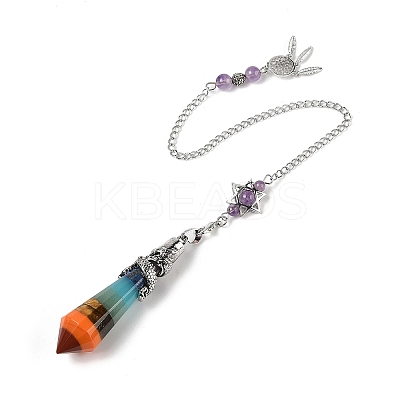 Natural & Synthetic Mixed Stone Cone Dowsing Pendulum Big Pointed Pendants AJEW-Z041-01I-AS-1