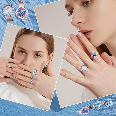 20Pcs 2 Colors Adjustable 304 Stainless Steel Finger Rings Components STAS-UN0031-51-1