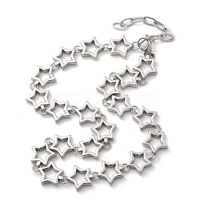 304 Stainless Steel Star Link Chain Necklaces for Women Men NJEW-A043-05P-1
