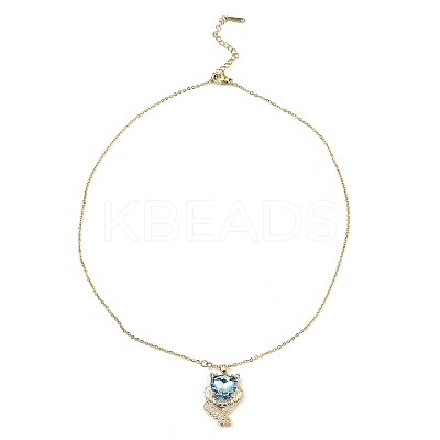 Lion Light Gold Brass Micro Pave Cubic Zirconia Pendant Necklaces NJEW-E105-17KCG-1