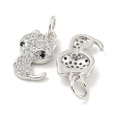 Rack Plating Brass Micro Pave Clear Cubic Zirconia Pendants KK-B093-02C-P-1