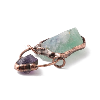 Raw Rough Natural Green Aventurine & Amethyst Big Pendants G-I324-03R-01-1