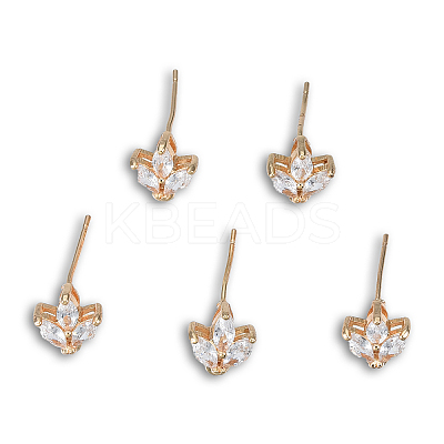 Brass Pave Clear Cubic Zirconia Stud Earring Findings LS-X-KK-N235-041-1