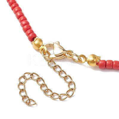 Alloy Enamel Heart Pendant Necklace with Glass Seed Beaded NJEW-JN04641-1