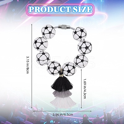 Football Wood Beads Pendant Decoration HJEW-SW00116-1