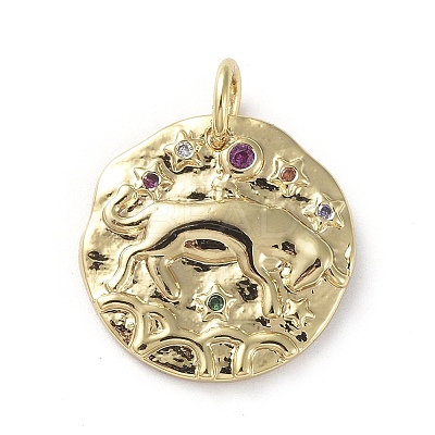 Brass Micro Pave Cubic Zirconia Pendants X-ZIRC-G157-03L-01G-1