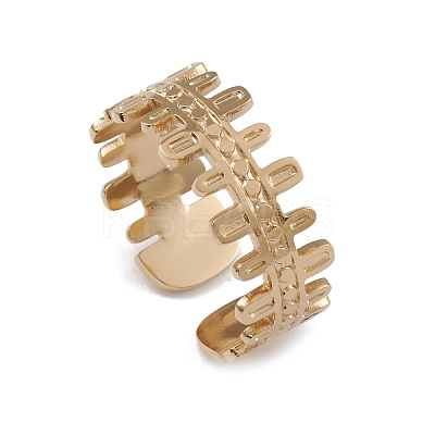 Ion Plating(IP) 304 Stainless Steel Handrail Open Cuff Rings for Women RJEW-G285-30G-1