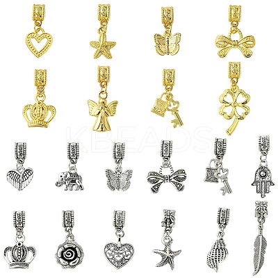 20Pcs 20 Styles Tibetan Style Alloy European Dangle Charms FIND-FS0002-02-1
