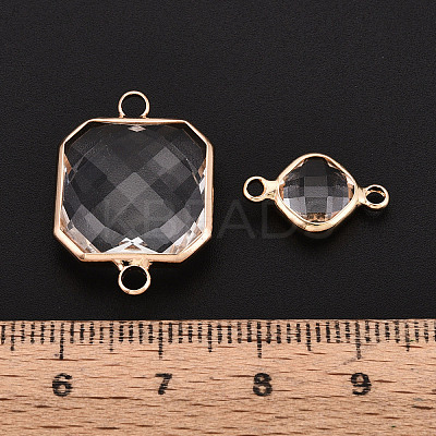 Brass with Glass Links/Connector Charms GLAA-T027-14-1