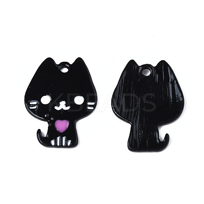Rack Plating Alloy Enamel Spray Painted Pendants ENAM-T011-155B-1