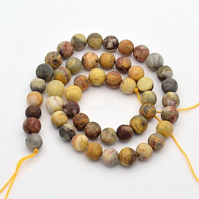 Frosted Round Natural Crazy Lace Agate Beads Strands G-E302-103-8mm-1