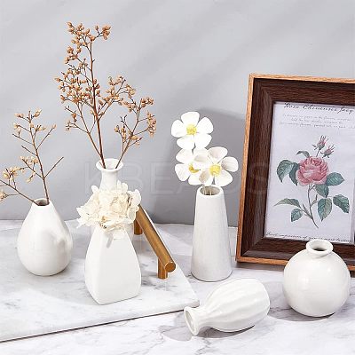6Pcs 6 Style Mini Ceramic Floral Vases for Home Decor BOTT-NB0001-05-1