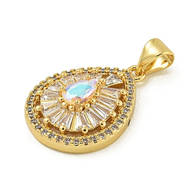 Rack Plating Brass Pave Cubic Zirconia Pendants KK-U029-28G-04-1