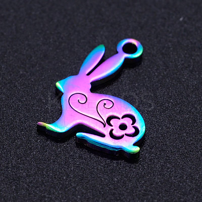 Ion Plating(IP) 201 Stainless Steel Bunny Pendants STAS-Q201-JN214-1