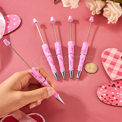 5Pcs Valentine's Day Theme Heart Pattern Plastic with Iron Ball-Point Pen FIND-TA0004-05-1