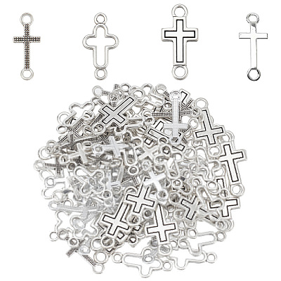 80Pcs 4 Styles Tibetan Style Alloy Connector Charms FIND-NB0003-90-1