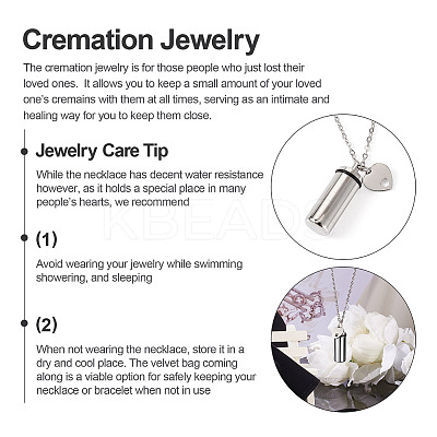 1Pc Openable Column 304 Stainless Steel Memorial Urn Ashes Pendant Necklace Set NJEW-TA0001-18-1