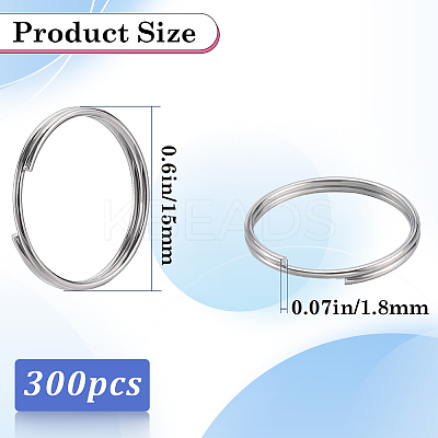 300Pcs 304 Stainless Steel Split Rings STAS-SP0001-66A-1