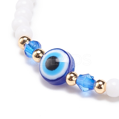 Resin Evil Eye & Acrylic Beaded Stretch Bracelet for Women BJEW-JB08609-1
