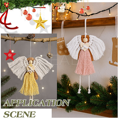 4Pcs Angel Handmade Woven Macrame Cotton Thread Pendant Decorations HJEW-MA00018-1