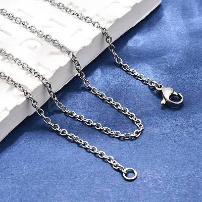 Tarnish Resistant Classic Plain 304 Stainless Steel Mens Womens Cable Chain Necklace Making STAS-P045-01P-1