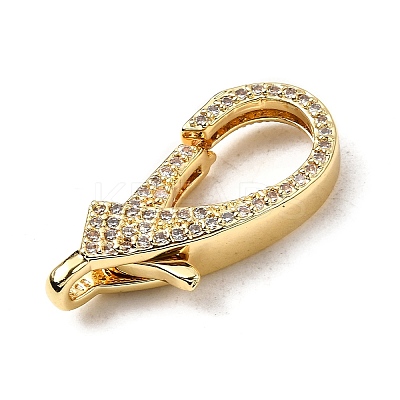 Brass Clear Cubic Zirconia Lobster Claw Clasps KK-Z078-49B-G-1
